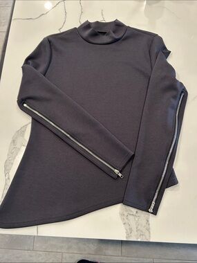 Black Long Sleeve Top with Sleeve Zippers